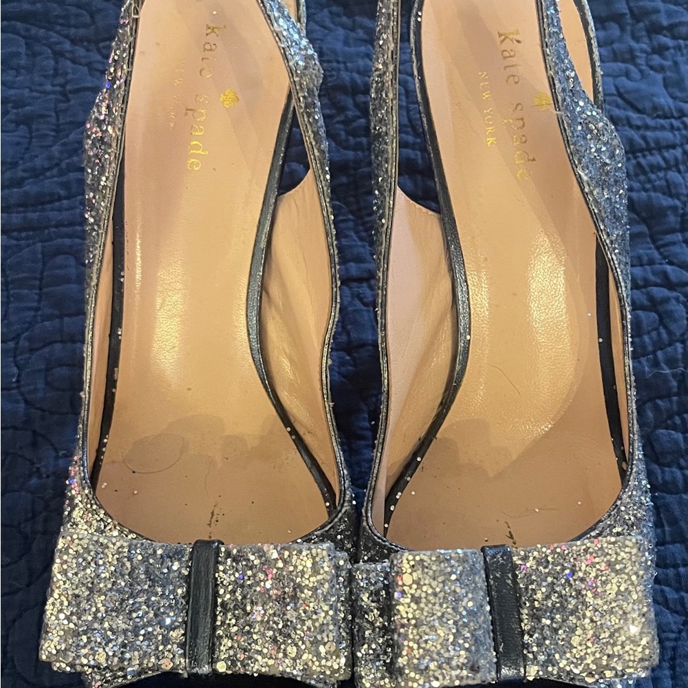 Kate Spade Glitter Bow Heels